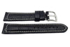 Genuine Leather Long Alligator Grain Black Matte White Stitching Watch Band