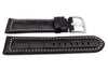 Genuine Leather Long Alligator Grain Brown Matte White Stitching Watch Strap