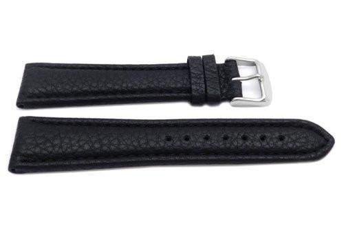 Genuine Leather Long Textured Black Matte Watch Band