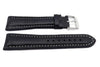 Genuine Leather Long Textured Black White Stitching Watch Strap