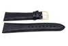 Genuine Leather Lizard Grain Black 22mm Long Semi-Gloss Watch Band