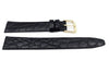 Genuine Leather Crocodile Grain Black Semi-Gloss Watch Band