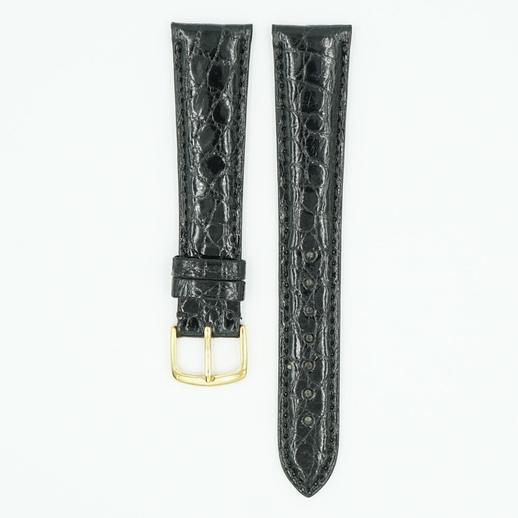 Caiman Padded Black Crocodile Leather Watch Strap image