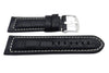 Genuine Leather Alligator Grain Black Matte White Stitching Watch Strap