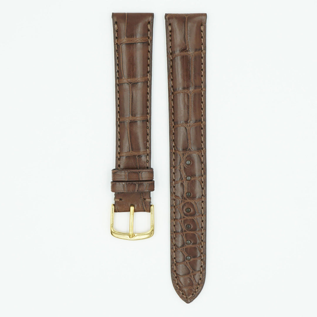 Genuine Matte Brown Long Alligator Watch Strap image