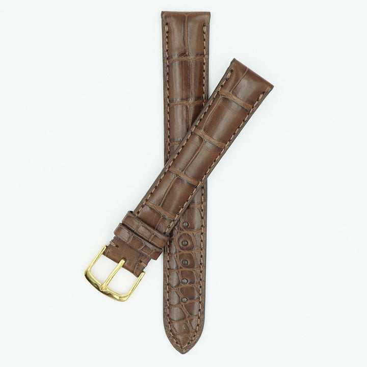 Genuine Matte Brown Long Alligator Watch Strap image