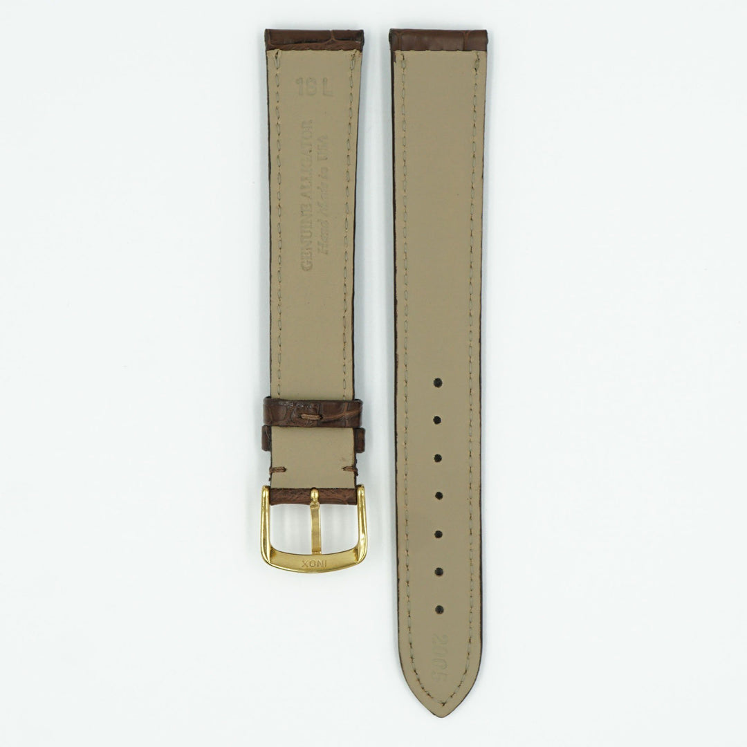 Genuine Matte Brown Long Alligator Watch Strap image