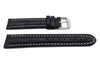 Genuine Leather Textured Black Alligator Grain White Stitching Watch Band