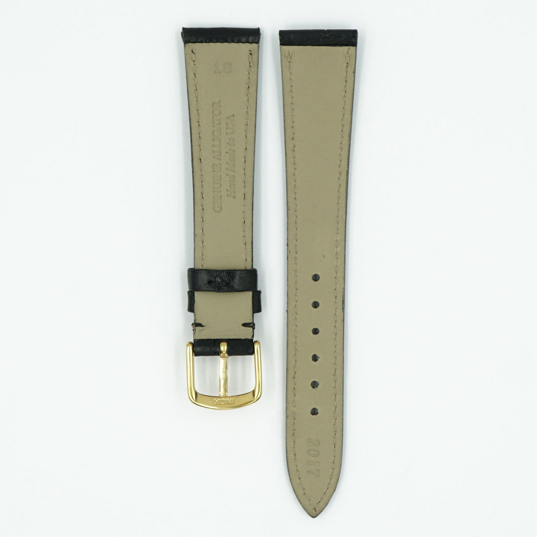 Vintage Matte Black Alligator Watch Strap image