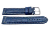 Genuine Italian Crocodile Grain Blue Leather Extra Long Watch Strap