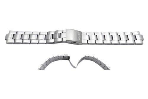 Seiko Silver Tone Stainless Steel Fold-Over Push Button Clasp Watch Strap