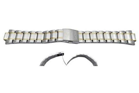 Seiko Dual Tone Stainless Steel 22mm Push Button Fold-Over Clasp Watch Strap