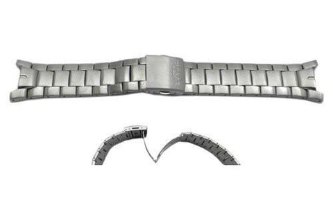 Pulsar Silver Tone Stainless Steel Push Button Fold-Over Clasp 25mm Watch Bracelet