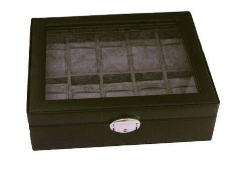 Black Leather Storage Case Watch Box for 10 Watches