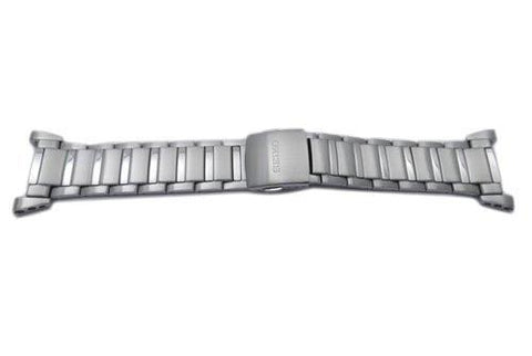 Seiko Sportura Silver Tone Stainless Steel 22mm Fold-Over Push Button Clasp Watch Bracelet