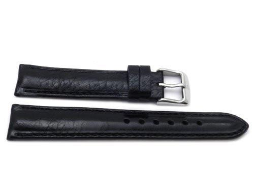 Genuine Smooth Leather Anti-Allergic Black Watch Strap