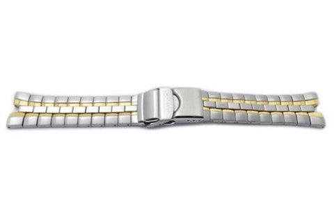 Seiko Dual Tone Stainless Steel Push Button Fold-Over Clasp Watch Bracelet