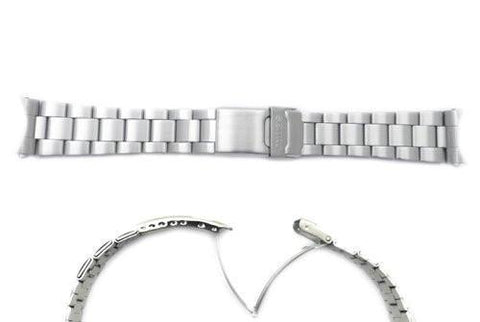 Seiko Silver Tone Stainless Steel 22mm Double Locking Fold-Over Clasp Watch Bracelet