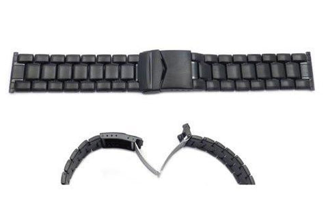 Hadley Roma Mens IP Black Plating Stainless Steel Wide Link Design Watch Bracelet