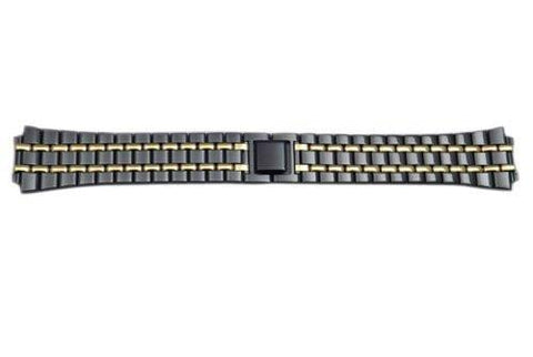 Seiko Dual Tone Black and Gold Titanium Carbide Nitride Stainless Steel Fold-Over Clasp 18mm Watch Bracelet
