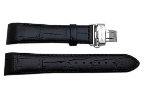 Genuine Citizen Eco-Drive Black Textured Leather 21mm Watch Band