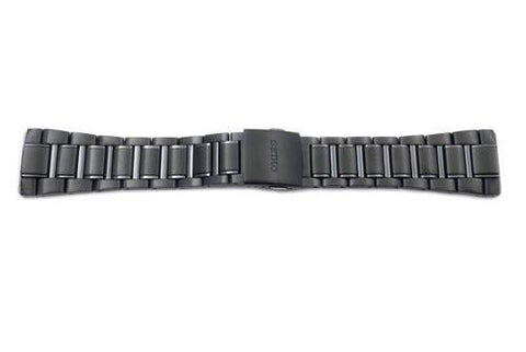 Seiko Black Ion Plated Stainless Steel Push Button Fold-Over Clasp 26mm Watch Bracelet