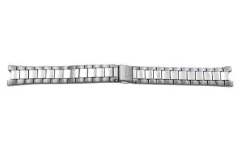 Seiko Silver Tone Stainless Steel Push Button Fold-Over Clasp 16mm Watch Bracelet