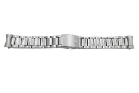 Pulsar Silver Tone Stainless Steel Push Button Fold-Over Clasp 20mm Watch Bracelet