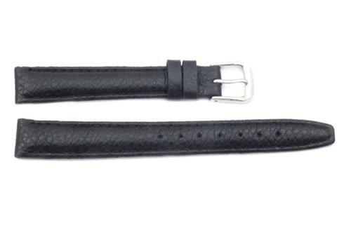 Genuine Textured Leather Black Long Watch Strap
