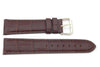 Genuine Textured Leather Square Crocodile Grain Brown Watch Band