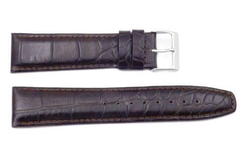 Genuine Textured Leather Dark Brown Crocodile Grain Watch Band