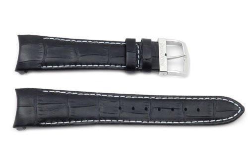 Citizen Eco-Drive Genuine Textured Leather Black Alligator Grain 22mm Long Watch Strap