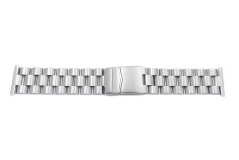 Hadley Roma Satin White Stainless Steel Wide Solid Link Watch Bracelet