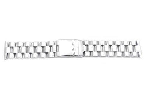 Hadley Roma Stainless Steel Wide Solid Link Watch Bracelet