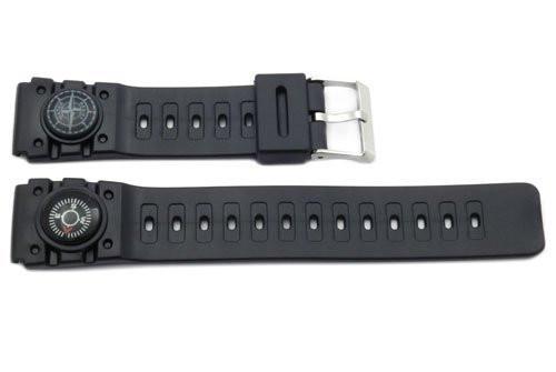 Black Compass Embedded Rubber 20mm Watch Band