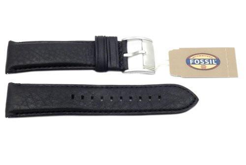 Fossil Genuine Textured Black Leather 24mm Watch Strap