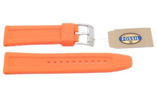 Fossil Orange Silicone Logo Imprinted 22mm Watch Strap