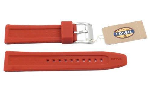 Fossil Red Silicone Logo Imprinted 22mm Watch Band