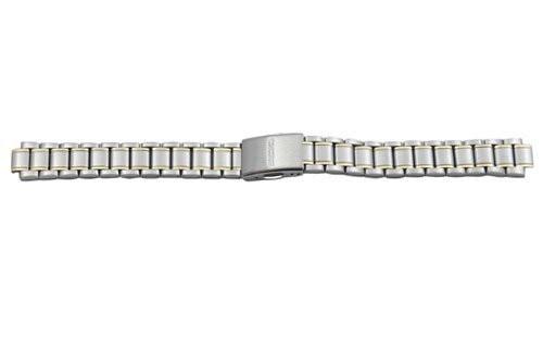 Seiko Dual Tone Stainless Steel Fold Over Push Button Clasp Ladies 13 8mm Watch Band