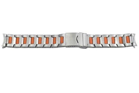 Hadley Roma Stainless Steel with Orange Plating 20mm Watch Bracelet
