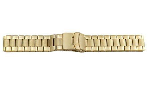 Hadley Roma Wide Gold Tone Ion Plated Stainless Steel Watch Bracelet
