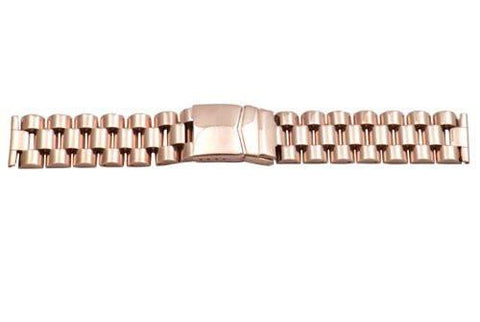 Hadley Roma Wide Rose Gold Tone Ion Plated Stainless Steel Watch Bracelet