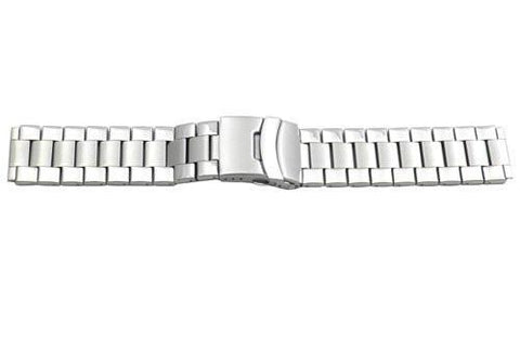 Hadley Roma Wide Silver Tone Ion Plated Stainless Steel Watch Bracelet