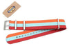 Fossil Orange Light Blue and Red Striped Long Nylon 22mm Watch Strap