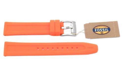 Fossil Orange Silicone Logo Imprinted 18mm Watch Strap