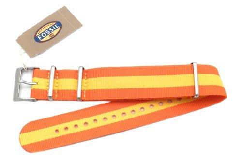 Fossil Orange and Yellow Striped Long Nylon 22mm Watch Band
