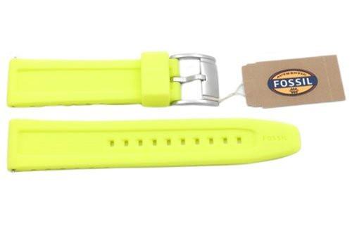 Fossil Neon Yellow Silicone Logo Imprinted 22mm Watch Band