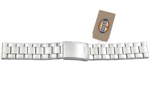 Fossil Silver Tone Stainless Steel 22mm Push Button Clasp Watch Bracelet
