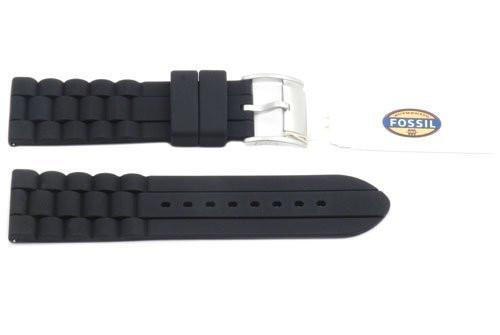 Fossil Black Link Style Silicone 24mm Watch Strap