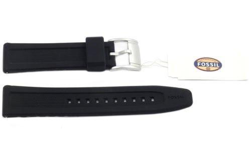 Fossil Black Silicone Logo Imprinted 22mm Watch Band